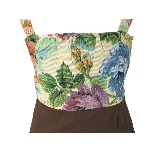 Cider Floral Patchwork and Brown Skirt Mini Dress - Picture 9 of 10